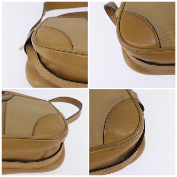 GUCCI Web Sherry Line Shoulder Bag Canvas Leather Beige Gold Auth BA5901 - Picture 14 of 16